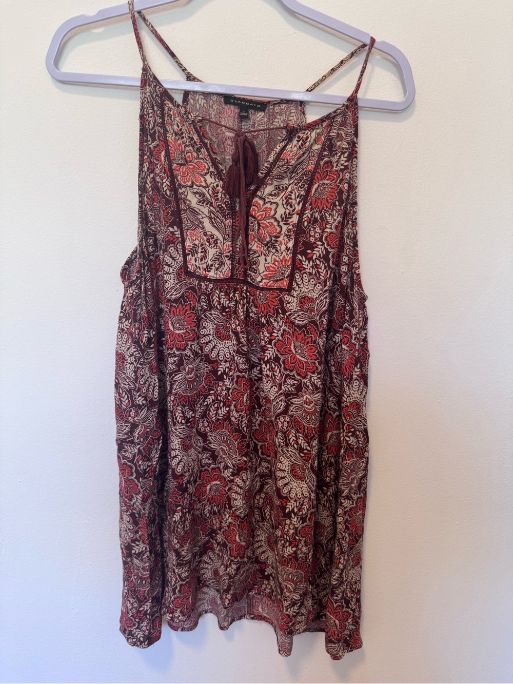 Burgundy Red Paisley Spaghetti Strap Dress